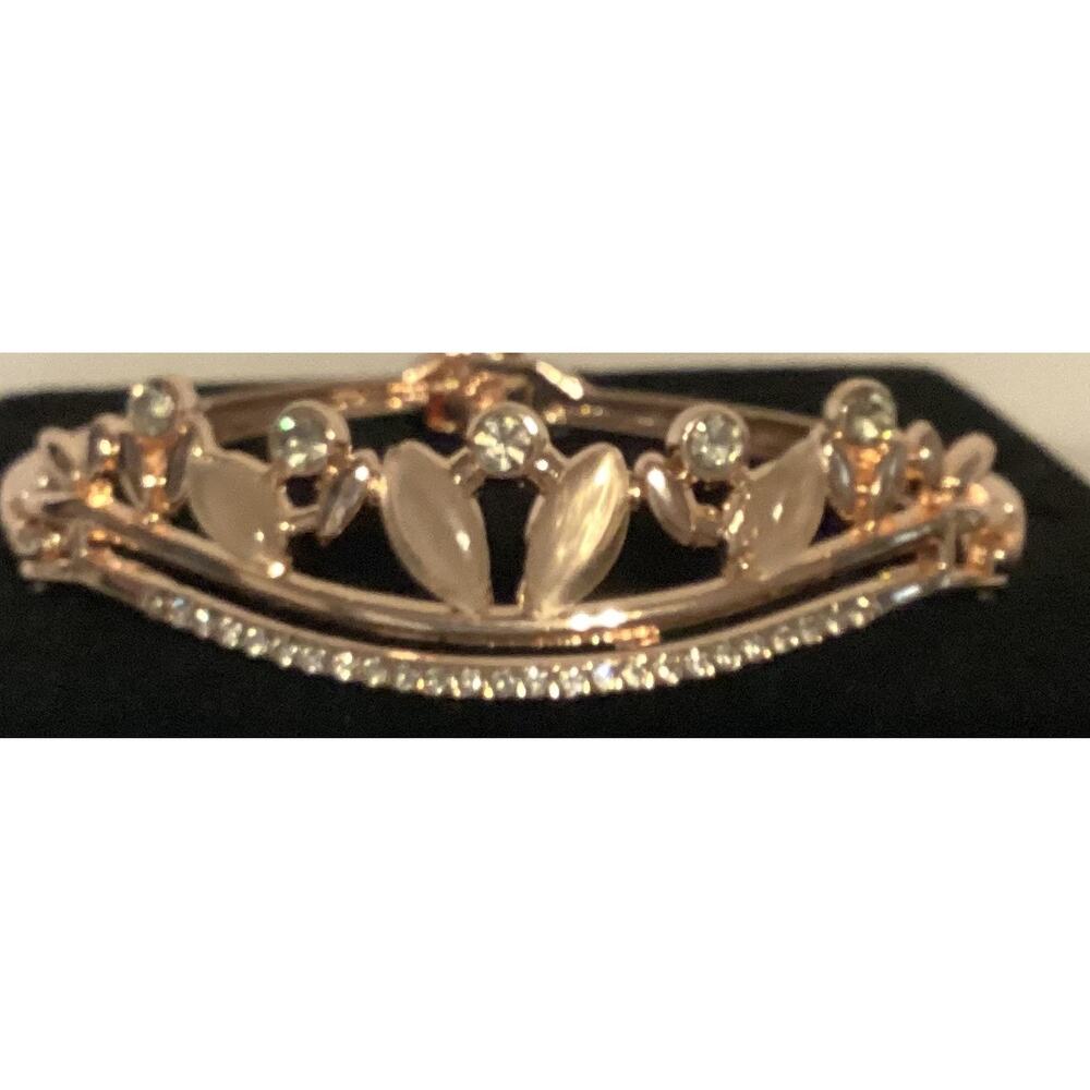 2756 NWOT Rose Gold Bracelet Bangle With Pink Beads and Cubic Zirconia Crystals